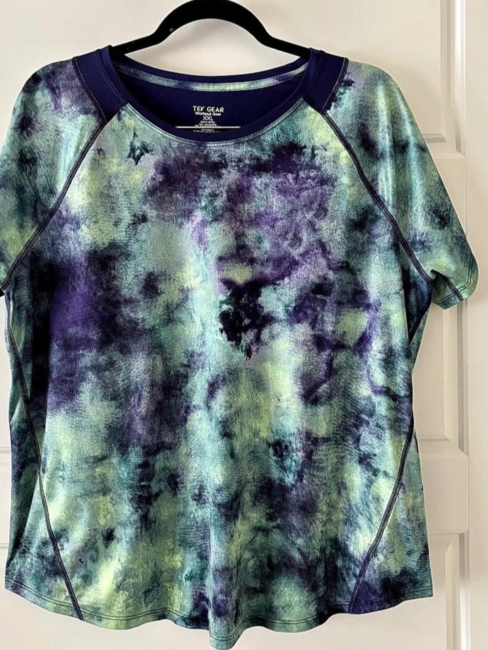 Tek Gear Tie-Dye Athletic Tee in Green & Purple Size XXL Like New